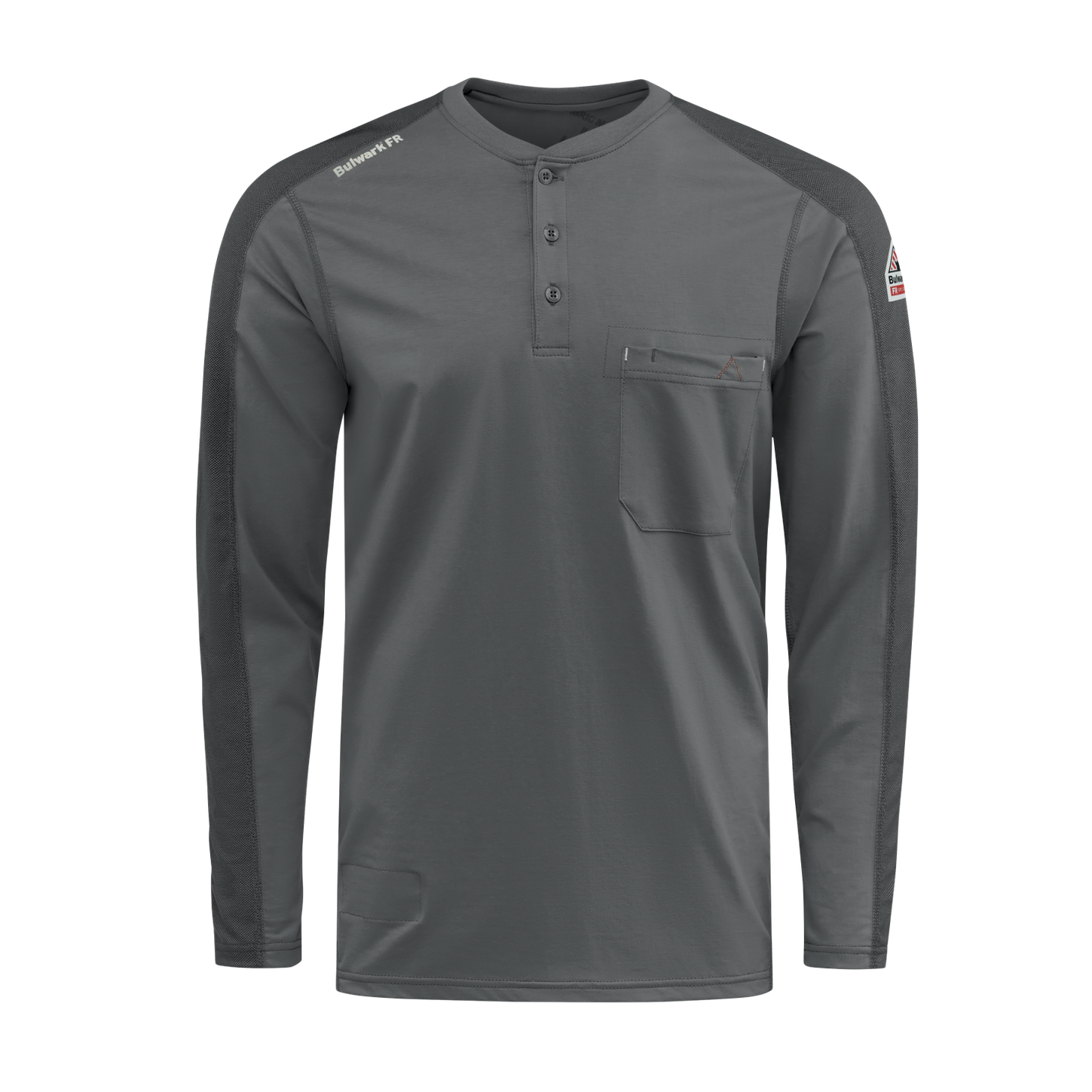 Bulwark-fr-stl2-mens-flex-knit-henley-charcoal-front