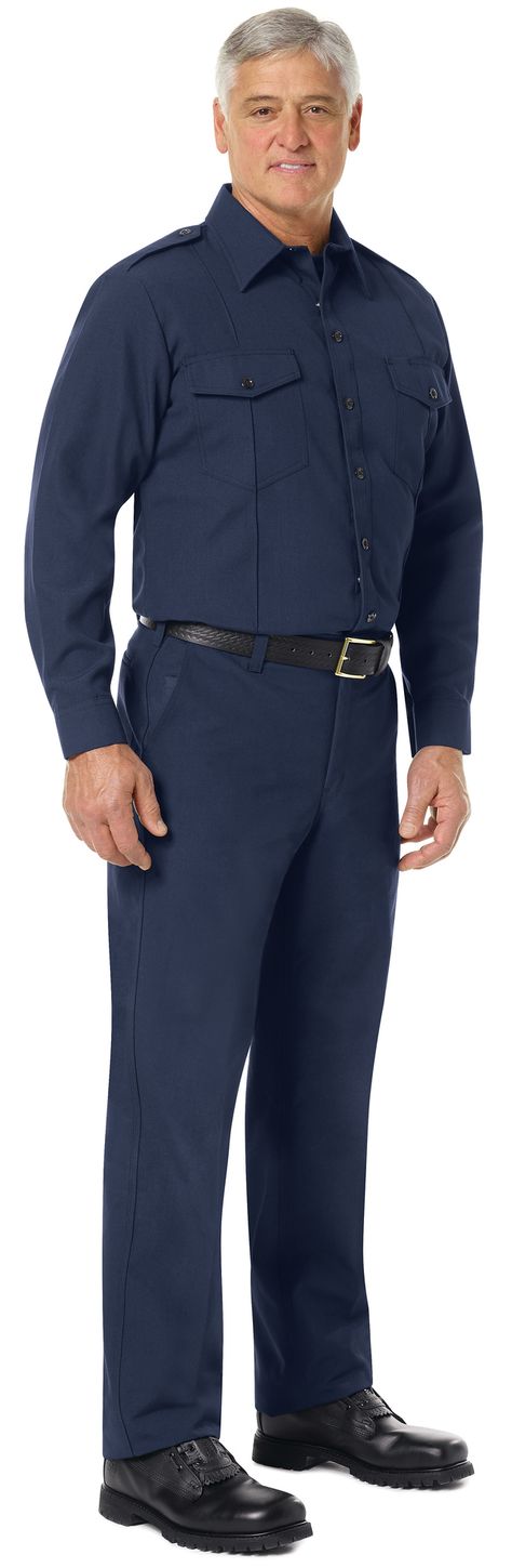 Workrite FR Fire Chief Shirt FSC4 Classic Long Sleeve Navy Example Right