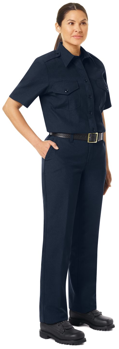 Workrite FR Women's Chief Shirt FSC7, Classic Short Sleeve Midnight Navy Example Right