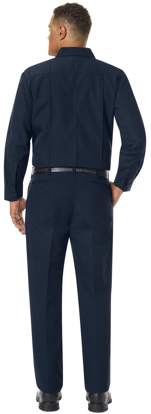 Workrite FR Firefighter Shirt FSF0 Classic Long Sleeve Midnight Navy Example Back