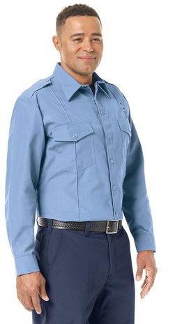 Workrite FR Chief Shirt FSC0 Classic Long Sleeve Light Blue Example Right
