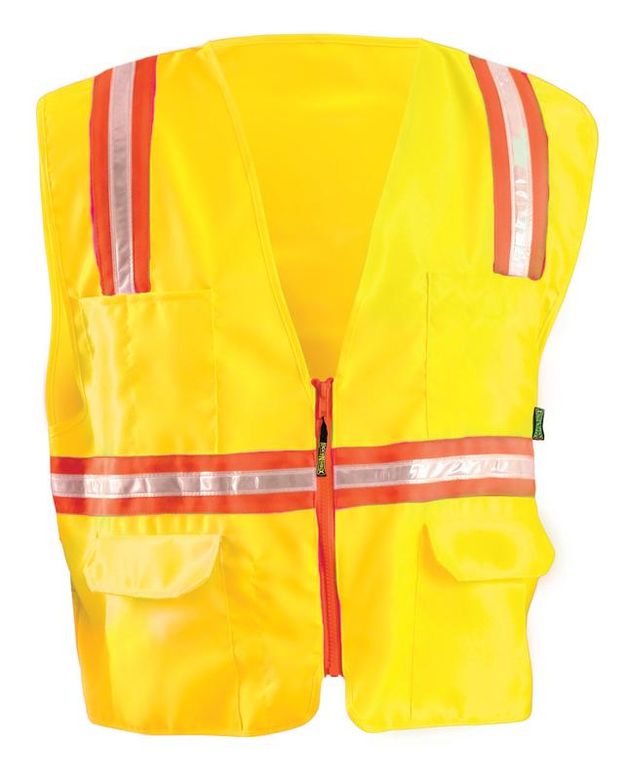 Occunomix Lux Ssfullz Hi Viz Solid Dual Stripe Surveyor Vest With Zipper — Garment Size M 0499