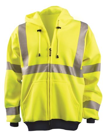 Occunomix OccuLux Sweatshirt LUX-SWT3HZ - Hi Viz Ultra Soft Wicking Zip-Up Front Yellow