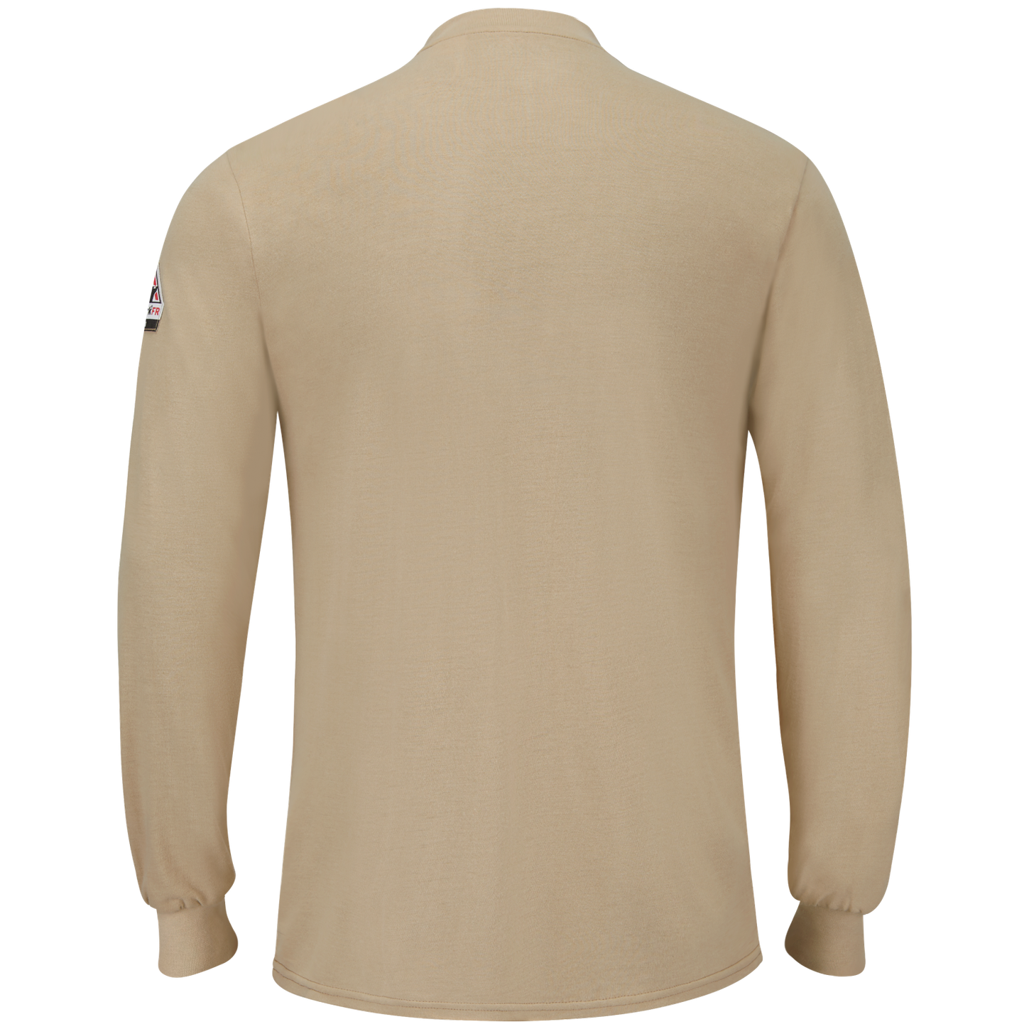 Bulwark-fr-sml8-long-sleeve-lightweight-henley-shirt-khaki-back