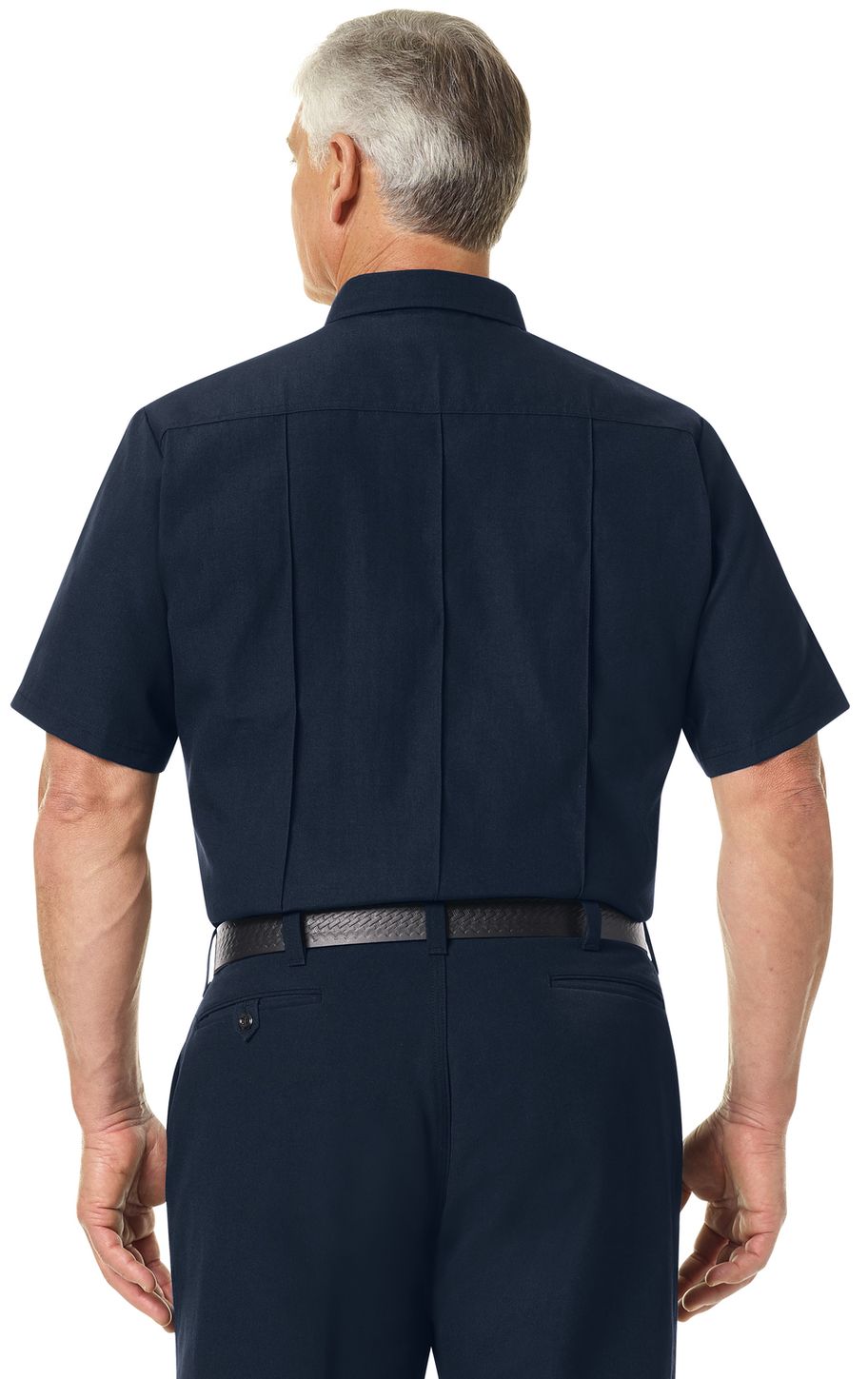 Workrite FR Firefighter Shirt FSF2 Classic Short Sleeve Midnight Navy Example Back