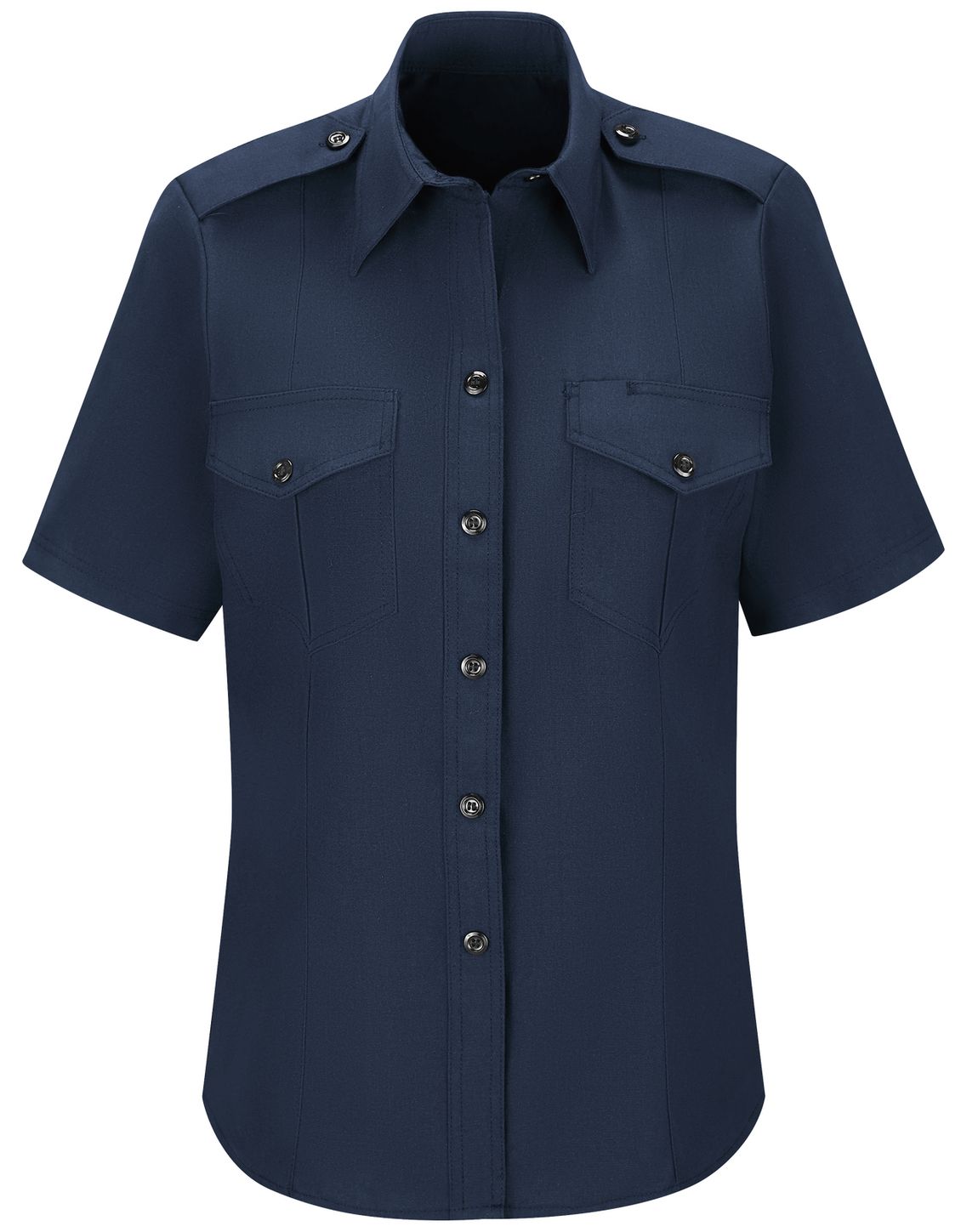 Workrite FR Women's Chief Shirt FSC7, Classic Short Sleeve Navy Front