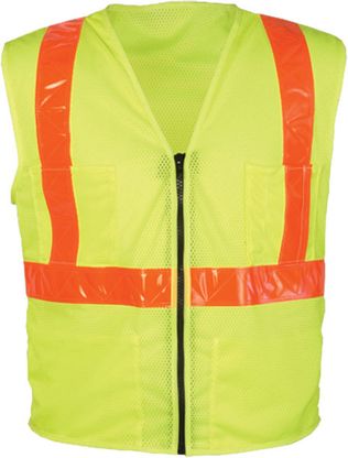 OK-1 Safety Vests SVOML, SVLMO - Class 2 Mesh Polyester Fluorescent Lime Orange Stripes