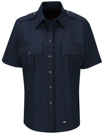 Workrite FR Women's Fire Officer Shirt FSE3, Classic Short Sleeve Navy Midnight Navy Front