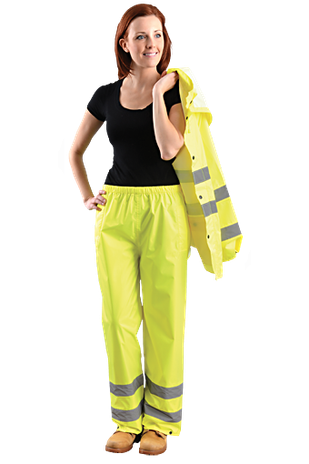 Occunomix LUX-TRPNT Hi-Viz Breathable Rain Pants, Class E Example
