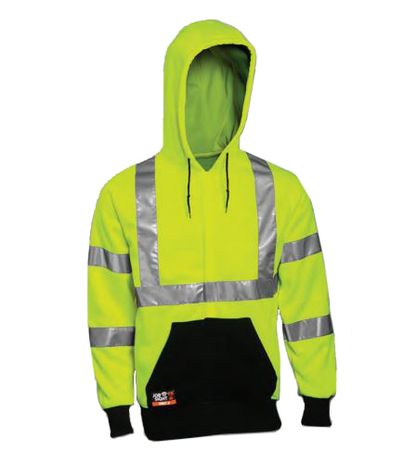 Tingley HRC 2 Hi Vis Fire Resistant Sweatshirt S88122 - Lime, with Hood