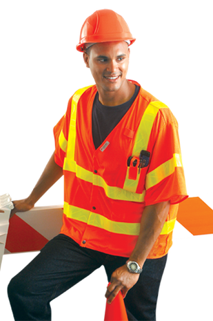 Occunomix LUX-HSLDMS3 Hi-Viz Mesh Gloss Dual Stripe Vest With Snaps