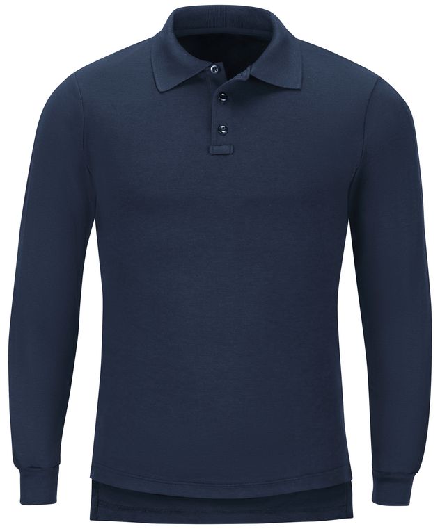 Workrite FR Polo Shirt FT20 Long Sleeve Fire Station Wear Navy Front