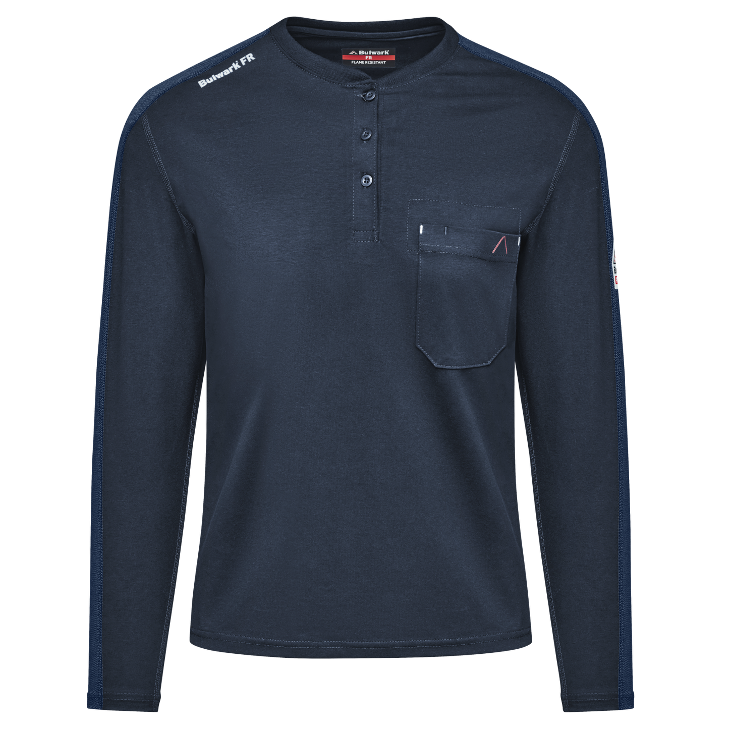 Bulwark-fr-womens-stl3-flex-knit-henley-navy-front