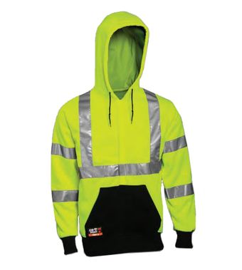 Tingley HRC 2 Hi Vis Fire Resistant Sweatshirt S88122 - Lime, with Hood
