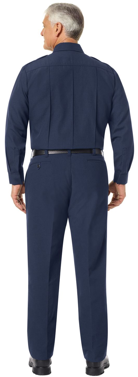 Workrite FR Fire Officer Shirt FSE0 Classic Long Sleeve Navy Blue Example Back