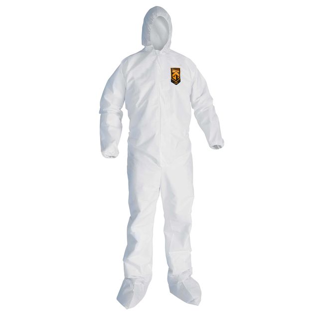 Kimberly Clark Kleenguard A20 White Coverall w/ Hood & Boots Front