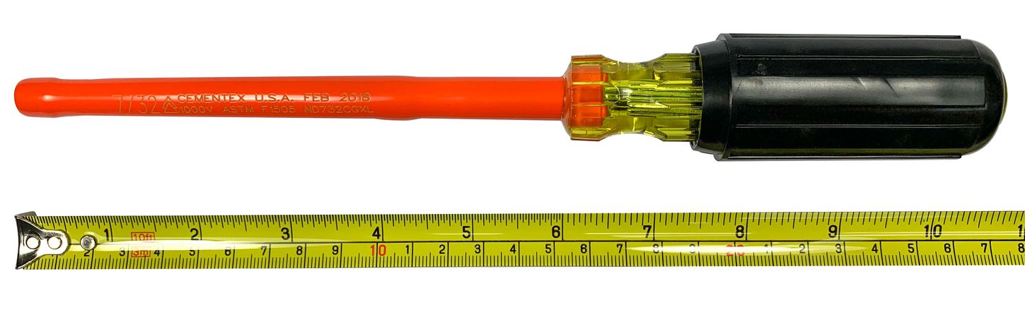 Cementex ND732XLCG Insulated Nut Driver 6-inch Shank Cushion Grip Size