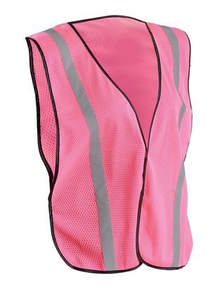 Occunomix LUX-XSBML Hi-Viz Mesh Silver Reflective Vest, Pink, NON ANSI Front