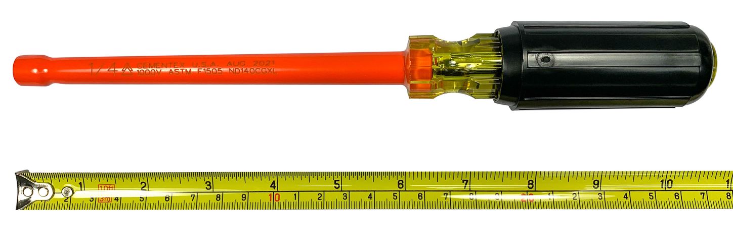 Cementex ND140XLCG Insulated Nut Driver 6-inch Shank Cushion Grip Size