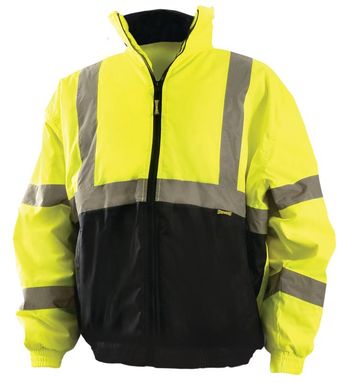Occunomix LUX-250-JB-B Black Bottom Hi-Viz Bomber Jacket Front