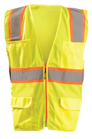 Occunomix LUX-ATRANS Class 2 Solid Two-Tone Surveyor Vest Front Yellow