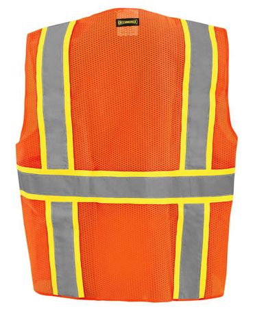 Occunomix LUX-ATRNSM Class 2 Mesh Two-Tone Surveyor Vest Orange Back