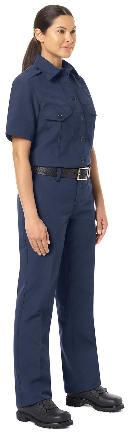 Workrite FR Women's Fire Chief Shirt FSC3, Classic Short Sleeve Navy Example Right