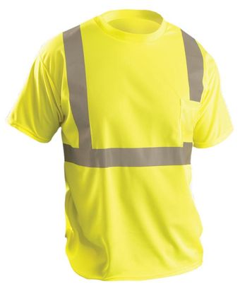 Occunomix LUX-SSETP2B Hi-Viz Short Sleeve Wicking Birdseye T-Shirt Yellow Front