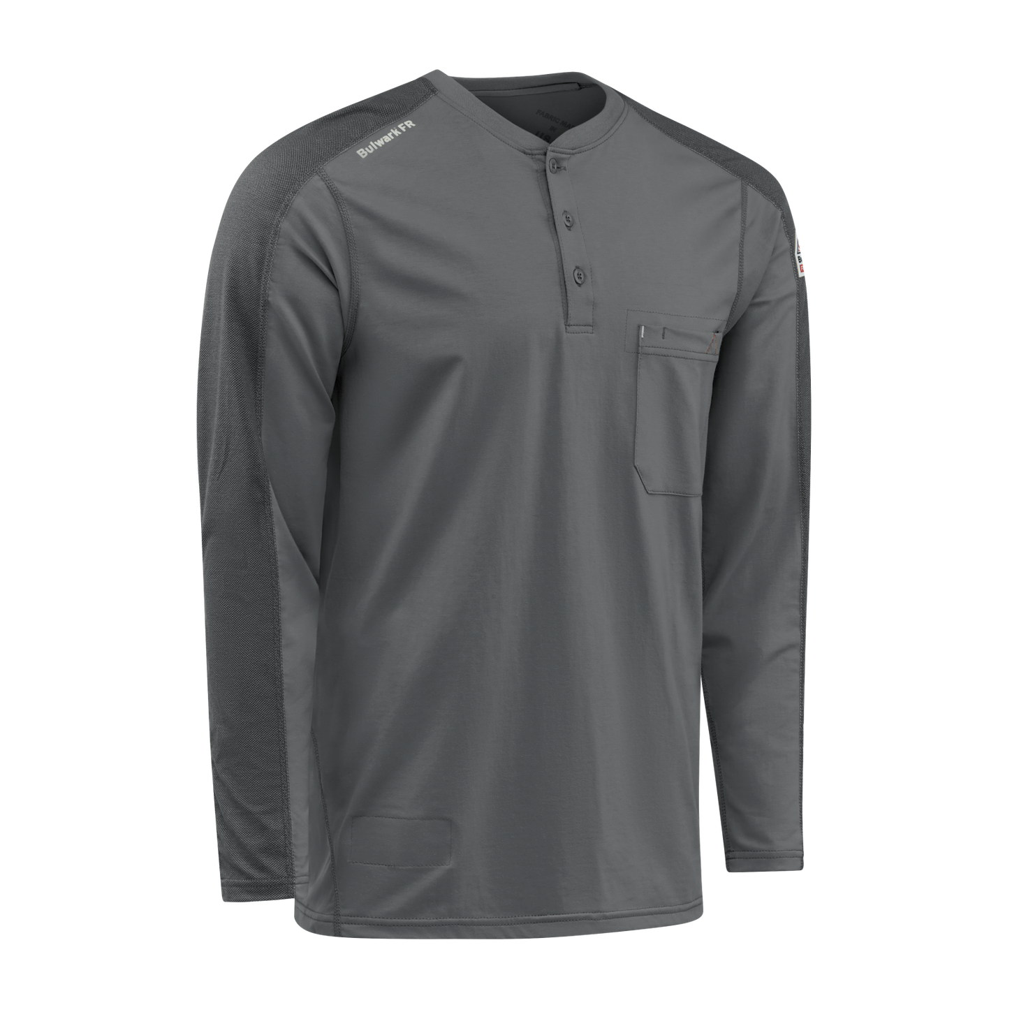 Bulwark-fr-stl2-mens-flex-knit-henley-charcoal-side