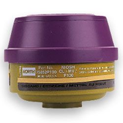 North Safety 75852P100L Mercury Vapor Cartridges with P100 Filters