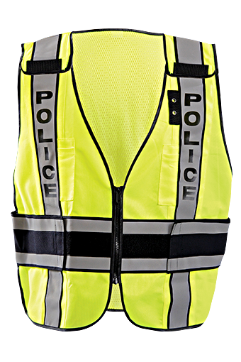 Occunomix LUX-DPSP-DOR Deluxe Solid/Mesh Breakaway Public Safety Vest w/DOR, Police Front