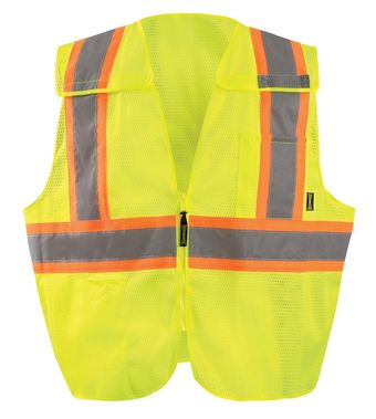 Occunomix ECO-IMB2TX Break-Away Two-Tone X-Back Mesh Vest Front Yellow