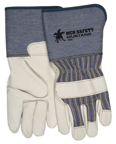 MCR Safety Mustang Gloves 1936 Gauntlet Cuff Leather Palm — Glove Size ...