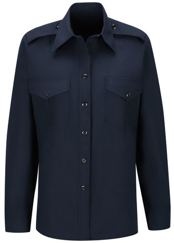 Workrite FR Women's Fire Chief Shirt FSC5, Classic Long Sleeve Midnight Navy Example Front