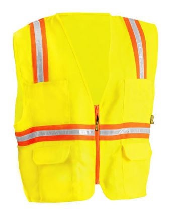 Occunomix LUX-XTRANS Hi-Viz Solid Two-Tone Surveyor Vest Yellow Front