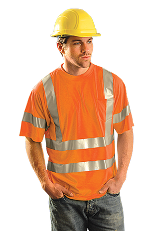 Occunomix LUX-SSETP3 Short Sleeve, Hi-Viz Dual Stripe Wicking T-shirt, Class 3