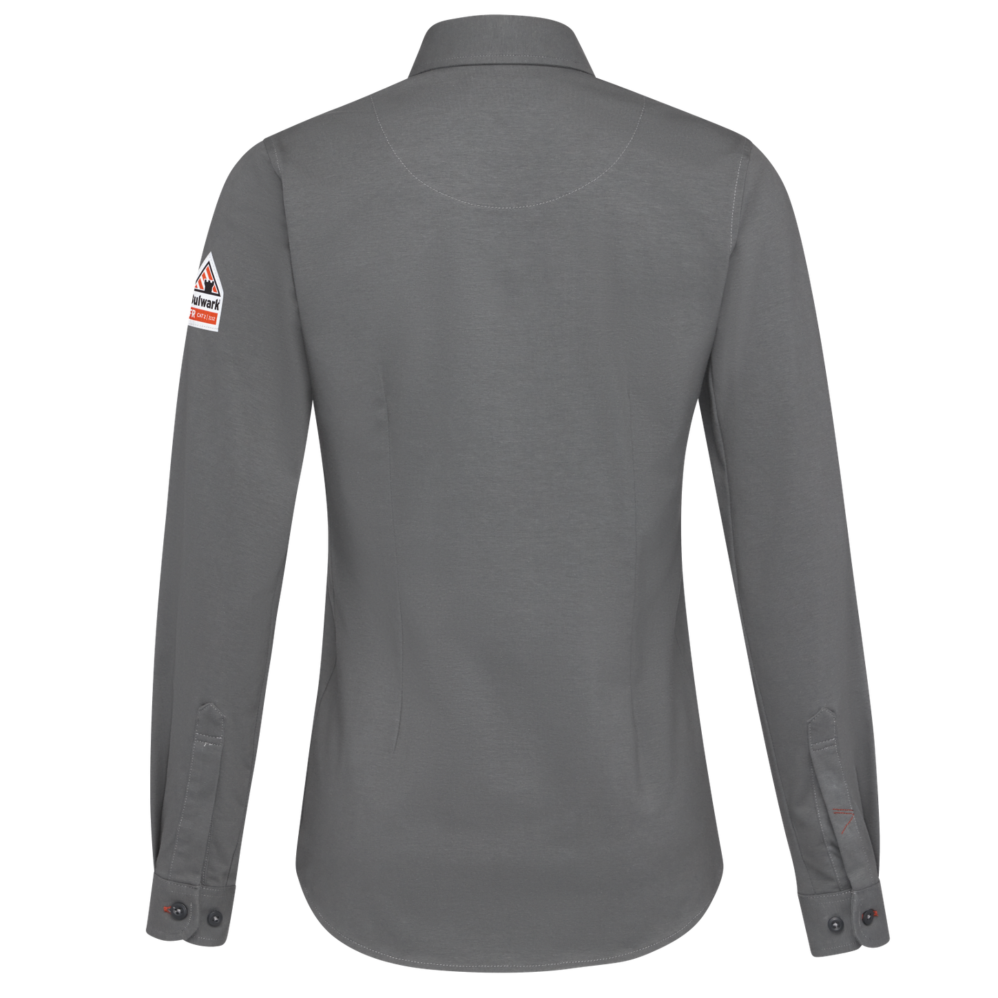 Bulwark-stg5-womens-flex-knit-button-down-charcoal-back