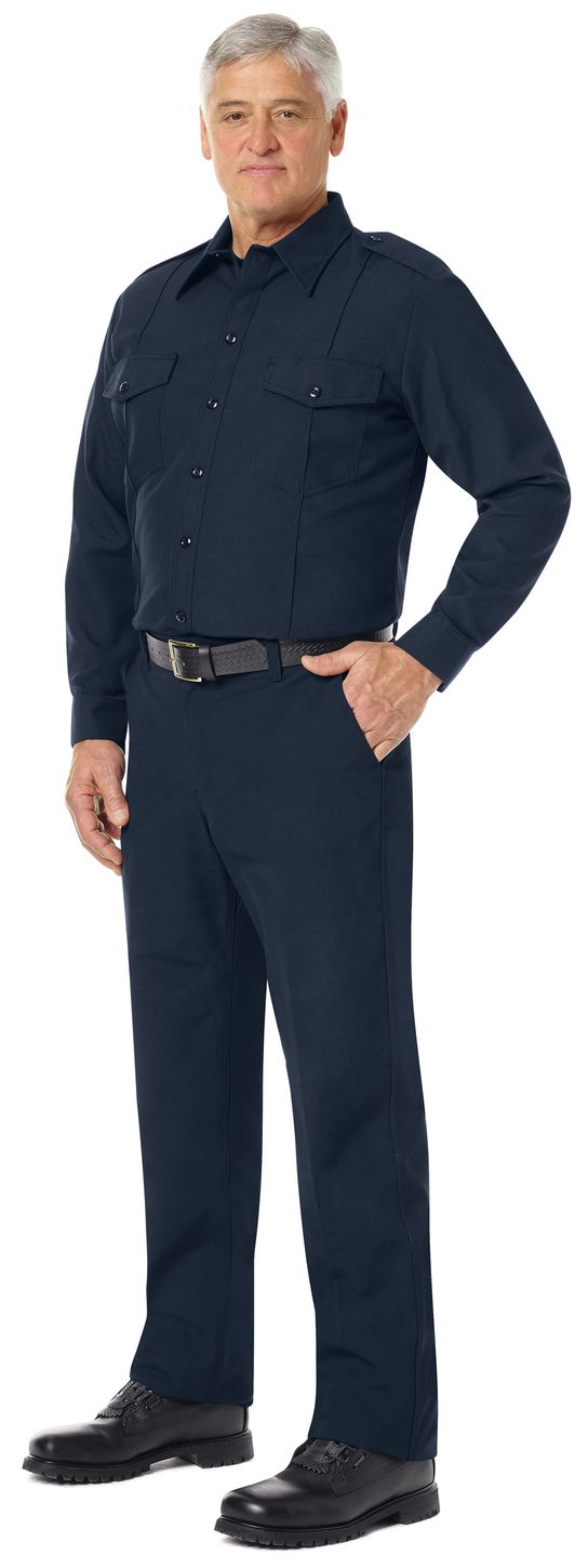 Workrite FR Fire Chief Shirt FSC4 Classic Long Sleeve Midnight Navy Example Left