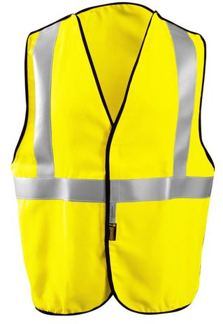 Occunomix LUX-SSCBRFR Hi-Viz Flame Resistant Single Stripe 5-PT Break-Away Solid Vest Front