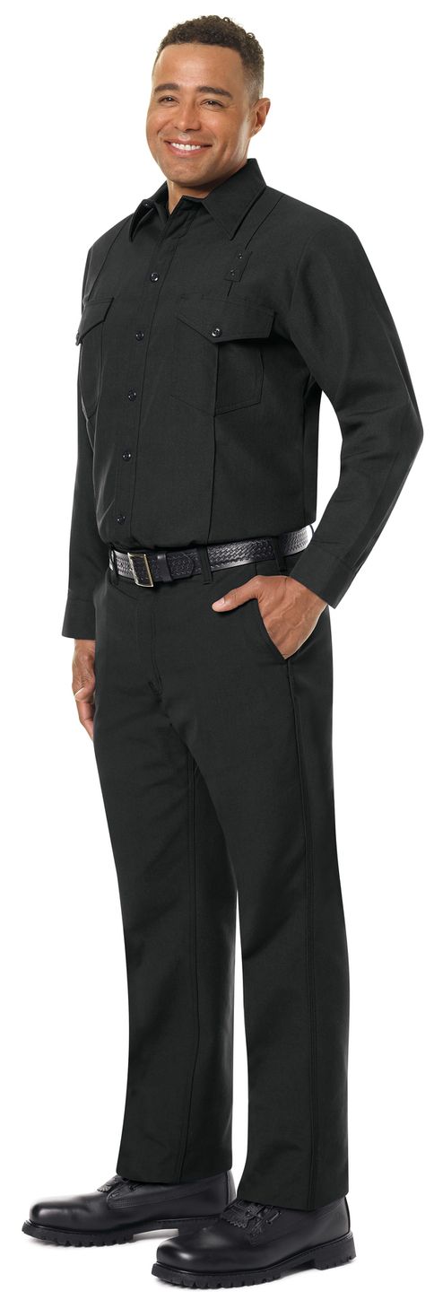 Workrite FR Firefighter Shirt FSF0 Classic Long Sleeve Black Example Left