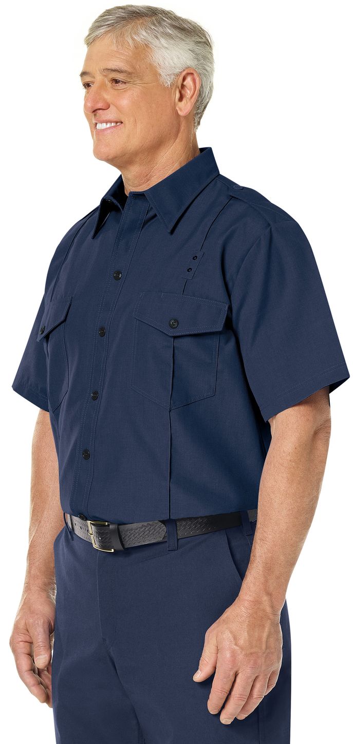 Workrite FR Fire Chief Shirt FSC2 Classic Short Sleeve Navy Example Left
