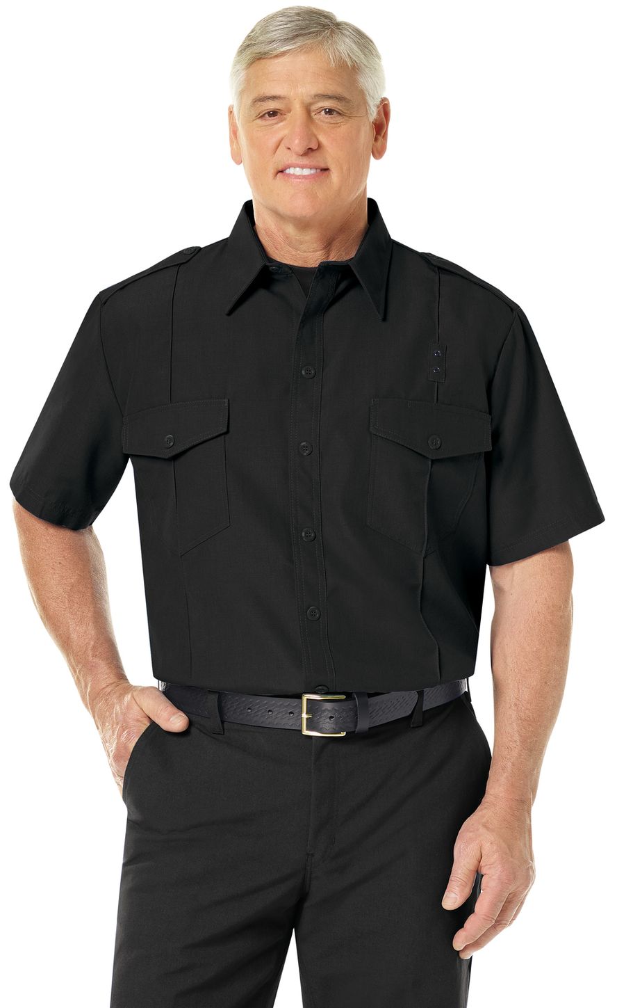 Workrite FR Fire Chief Shirt FSC2 Classic Short Sleeve Black Example Front
