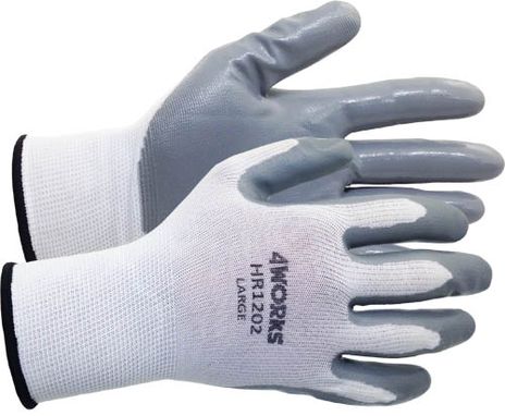 4Works Nylon Gloves HS3309 w/ Textured Latex Palm & Knuckles - Black