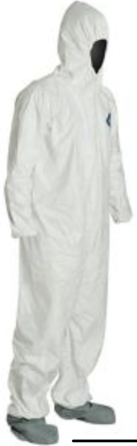 DuPont™ Tyvek® Disposable Suit with Elastic Wrists Hood  Anti-Skid Boots  TY122SWH — Coverall Size: M — Legion Safety Products