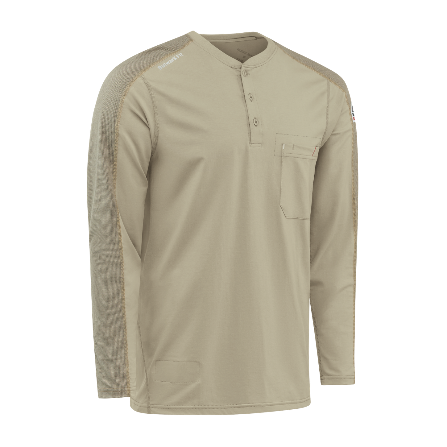 Bulwark-fr-stl2-mens-flex-knit-henley-khaki-side