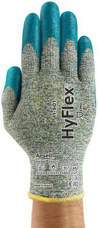 Ansell HyFlex Aramid Work Gloves 11-501 - Foam Nitrile, Stretch Armor, Cut Protection